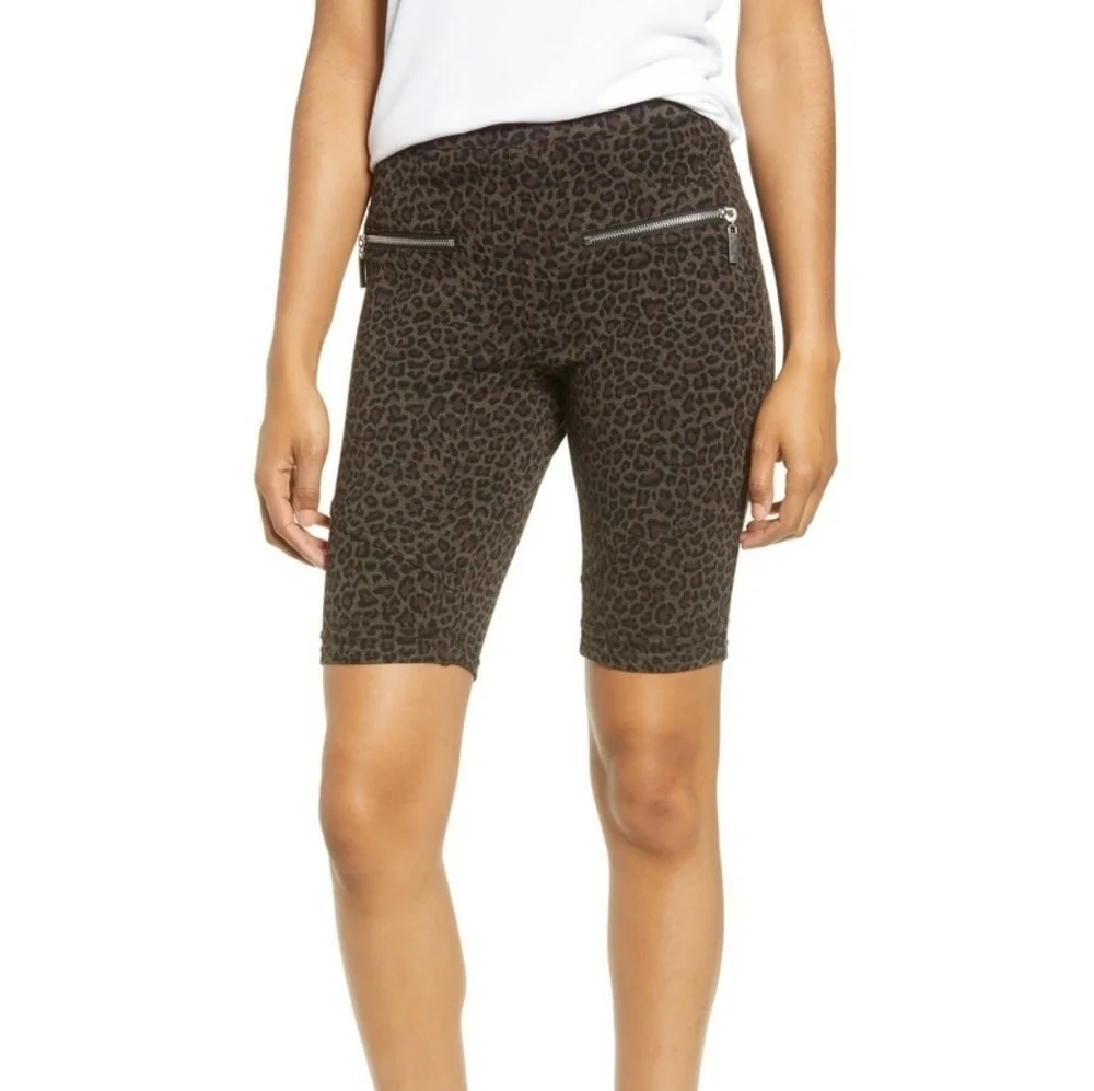 Blanknyc Ponte Zip Leopard Bike Short NWT